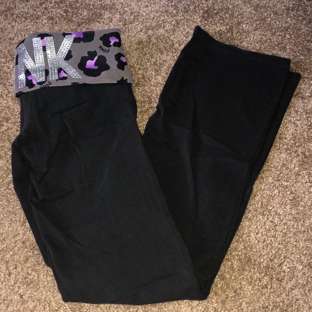 VS Pink Leopard Print Small Yoga Pants boot cut